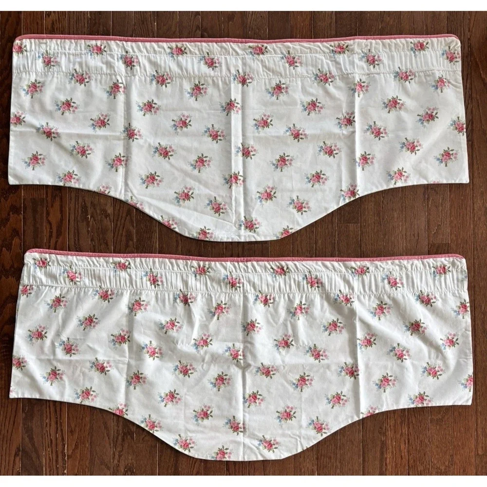 VTG 90s Cottagecore Laura Ashley Country Rose Blue Stripe 4 Custom Valances